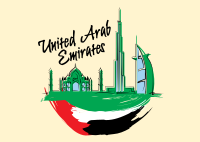 UAE City Scribbles Postcard Design