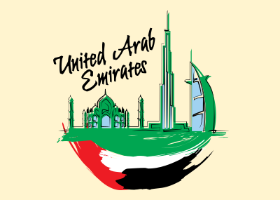 UAE City Scribbles Postcard Image Preview