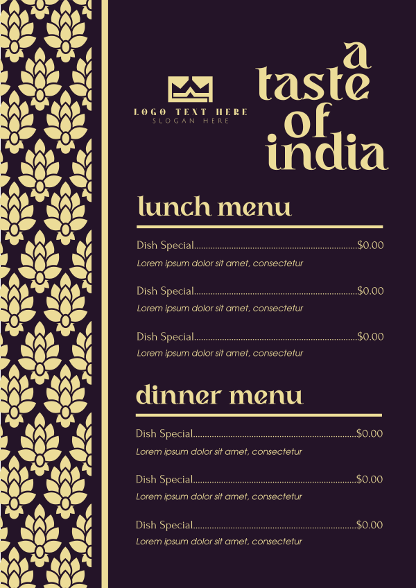 Indian Taste Menu Design Image Preview