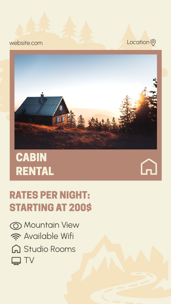 Cabin Rental Features Instagram Story Design Image Preview