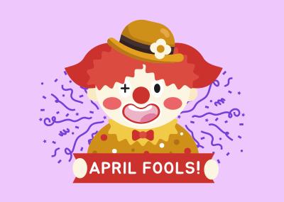 April Fools Clown Banner Postcard Image Preview