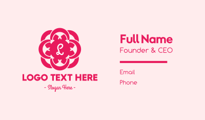 Pink Feminine Lettermark Business Card