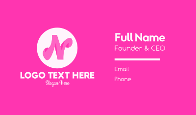 Pink Fashion Letter N Business Card