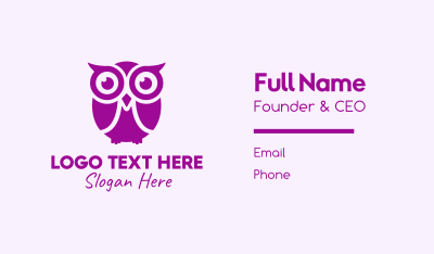 Purple Owl Mascot Business Card