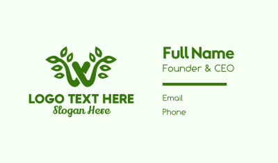 Natural Letter W  Business Card