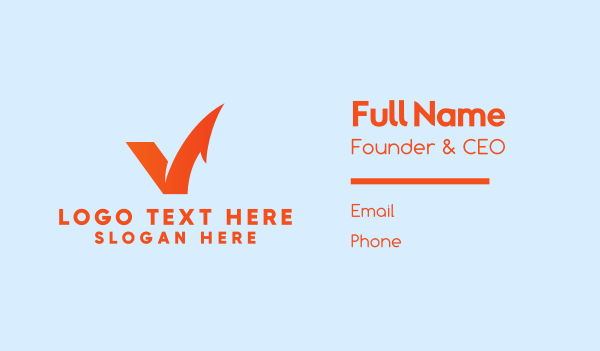 Orange Letter V Check  Business Card Design Image Preview