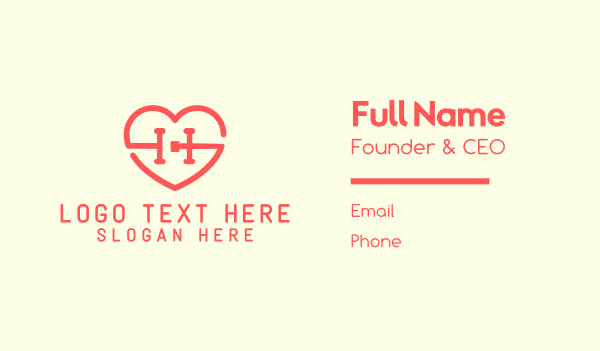 Red Heart Letter H Business Card Design Image Preview