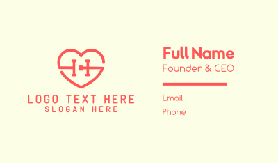 Red Heart Letter H Business Card Image Preview