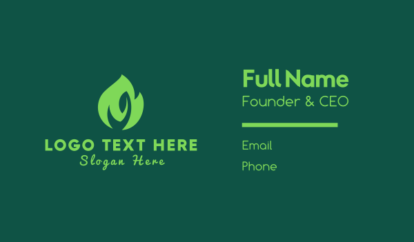 Green Natural Flame  Business Card Design Image Preview