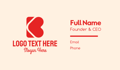 Red Heart Letter B Business Card