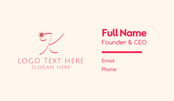 Pink Flower Letter K Business Card Design Image Preview
