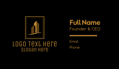 Gold Building Architecture Realty Emblem Business Card