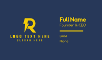 Yellow Thunderbolt Letter R  Business Card Design