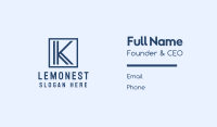 Minimalist Blue Letter K Business Card Image Preview