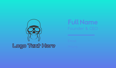 Skull Pilot Outline Business Card Image Preview