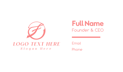 Pink Cursive F Business Card Image Preview