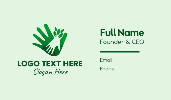 Green Natural Hands  Business Card Design Image Preview