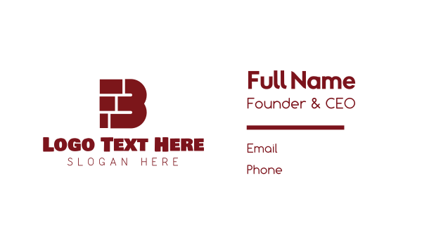 Dark Red Bold B Business Card Design Image Preview