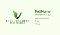 Green Natural Letter V   Business Card Image Preview
