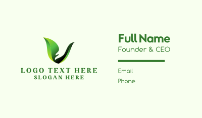 Green Natural Letter V   Business Card Image Preview