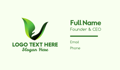 Green Natural Letter V   Business Card