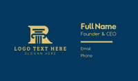 Gold Pillar Letter R  Business Card Image Preview