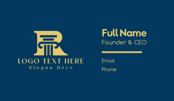 Gold Pillar Letter R  Business Card Design Image Preview