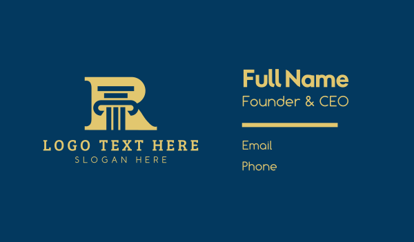 Gold Pillar Letter R  Business Card Design Image Preview