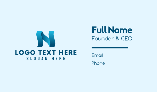 Blue Wavy Letter N  Business Card Design Image Preview