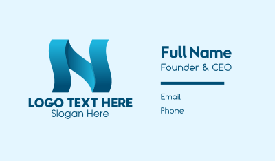 Blue Wavy Letter N  Business Card