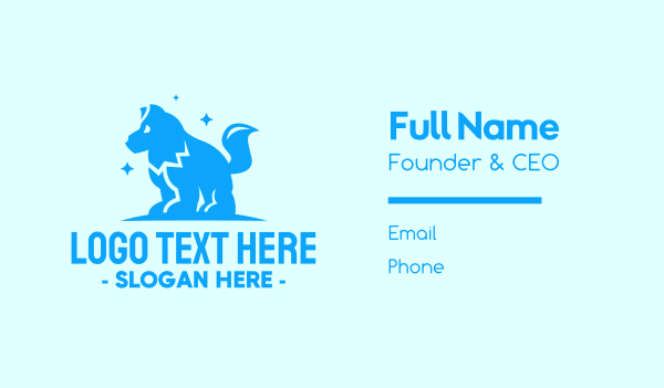 Starry Blue Dog Wolf Business Card Design