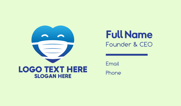 Happy Heart Face Mask Business Card Design Image Preview