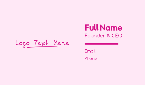 Pink Childish Wordmark Business Card Design Image Preview
