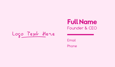 Pink Childish Wordmark Business Card Image Preview