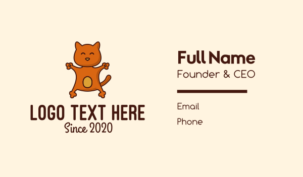 Happy Orange Cat  Business Card Design