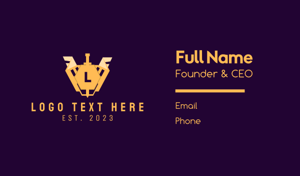 Sword Emblem Lettermark Business Card Design Image Preview