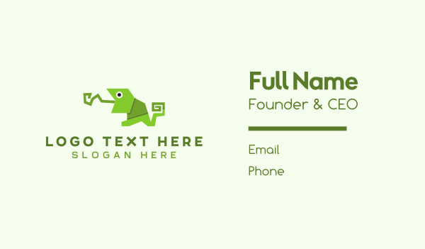 Green Origami Chameleon Business Card Design Image Preview