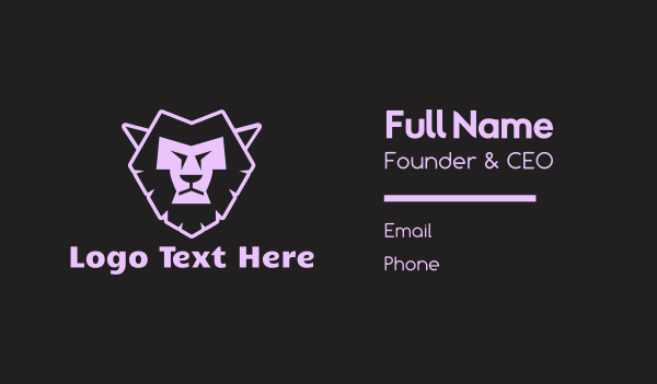 Purple Neon Lion Business Card Design Image Preview