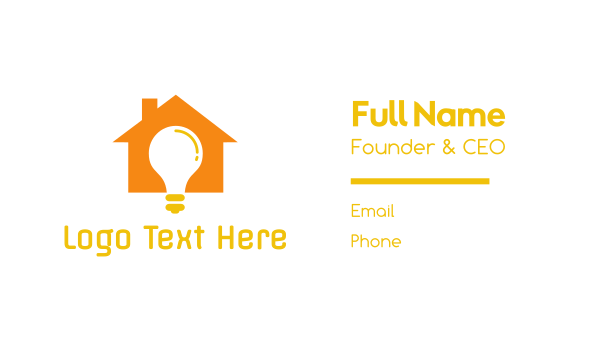 Orange House Bulb Business Card Design Image Preview