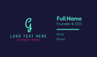 Cursive Blue Neon G Business Card Design