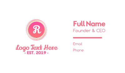 Pinkish Rounded Line Lettermark Business Card