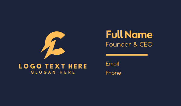 Lightning Letter C Business Card Design Image Preview