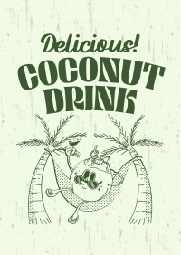 Coconut Drink Mascot Poster Design