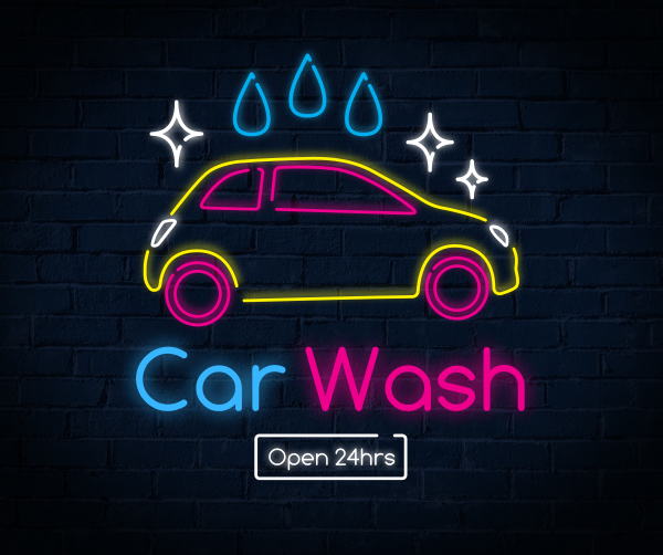 Neon sign Car wash Facebook Post Design Image Preview