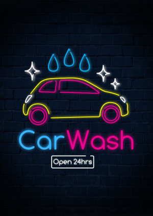 Neon sign Car wash Poster Image Preview