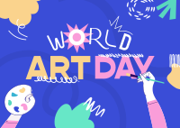 Quirky World Art Day Postcard Design