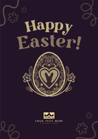 Floral Egg with Easter Bunny Poster Design