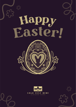 Floral Egg with Easter Bunny Poster Image Preview
