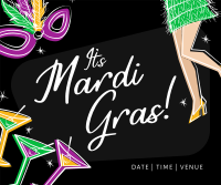 Mardi Gras Flapper Facebook Post Design
