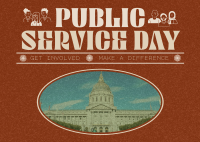 Retro Minimalist Public Service Day Postcard Image Preview